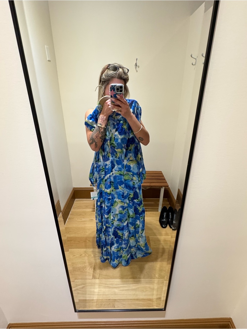 Taylor Blue & Green Floral Tie-Waist Maxi Dress - Picture 9 of 9